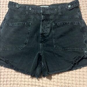 Free People Black Jean Shorts High-Waisted Waisted